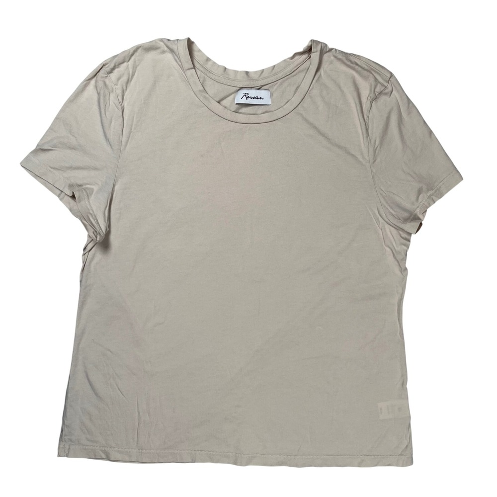 Rowan Tyler Tee Women XL Beige Supima Cotton Short Sleeve Crewneck T-Shirt Comfy